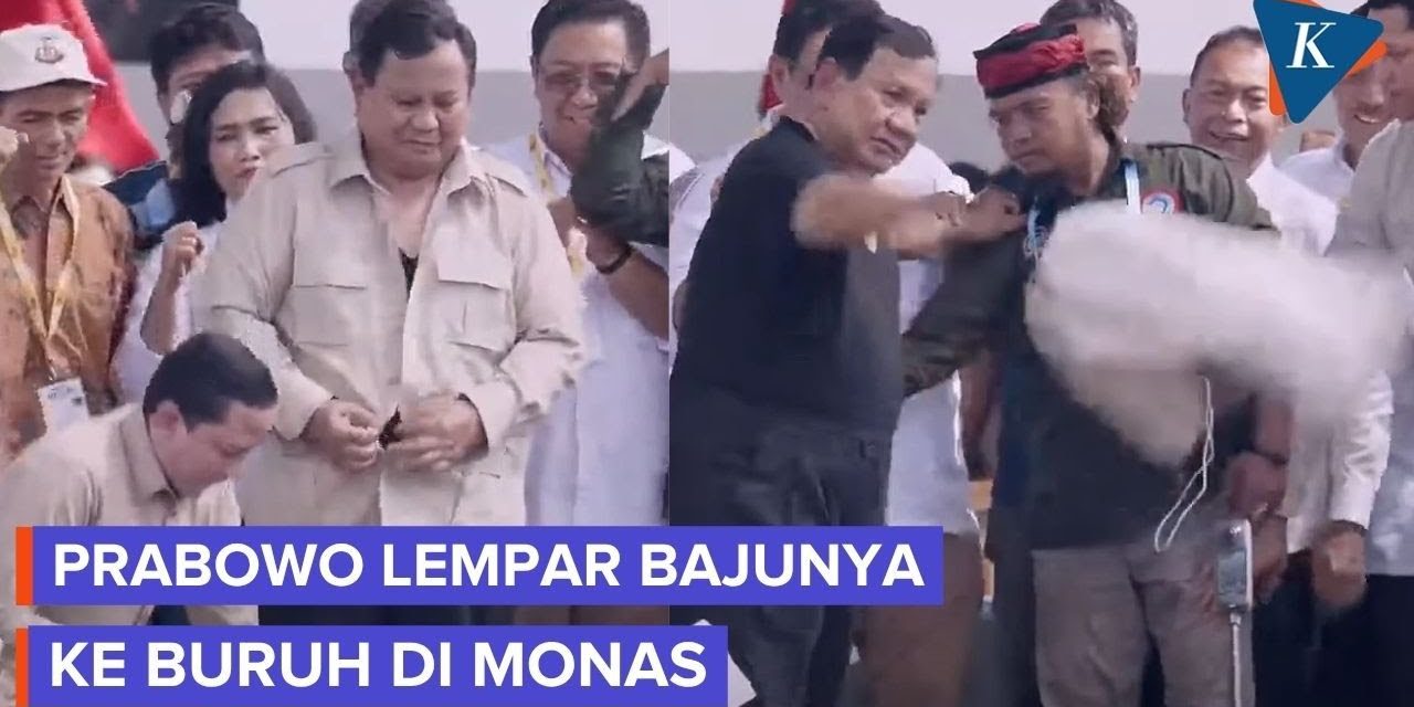 Disambut Meriah Buruh, Prabowo Lepas Baju Di Monas